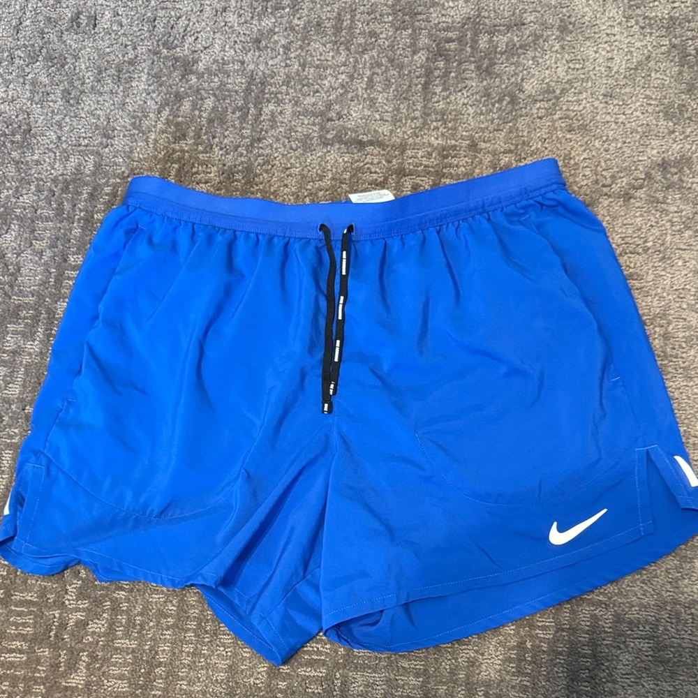 Nike Men's Royal Blue Athletic Shorts with White Swoosh